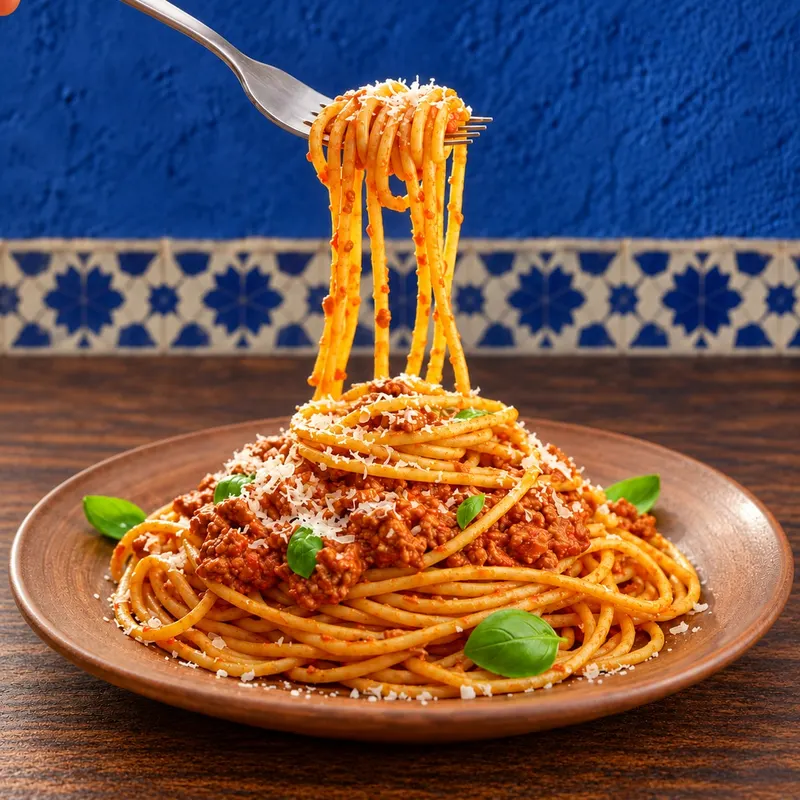Spaghetti with Kefta — Dish photograph