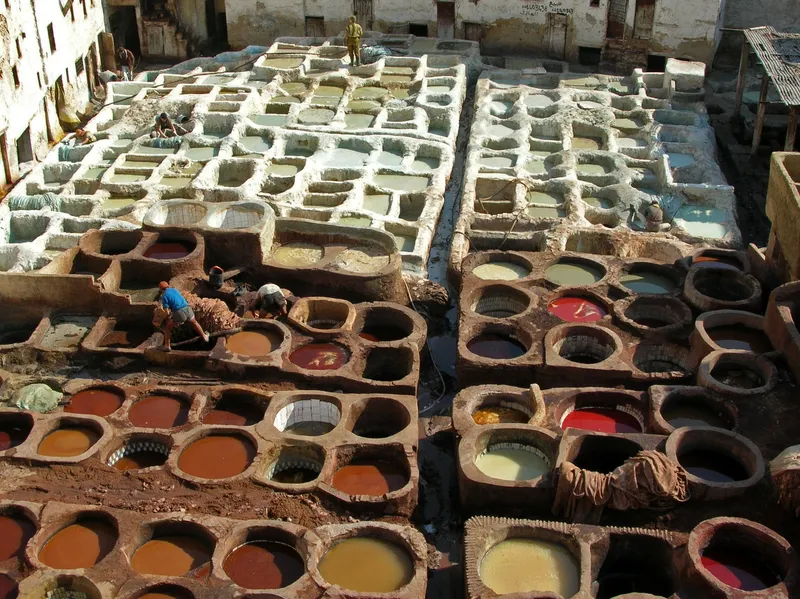 Leather tanning vats in Fez