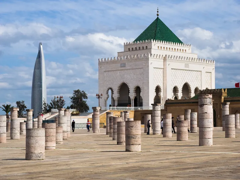 The Mohammed V mausoleum with Mohammed VI Tower behind