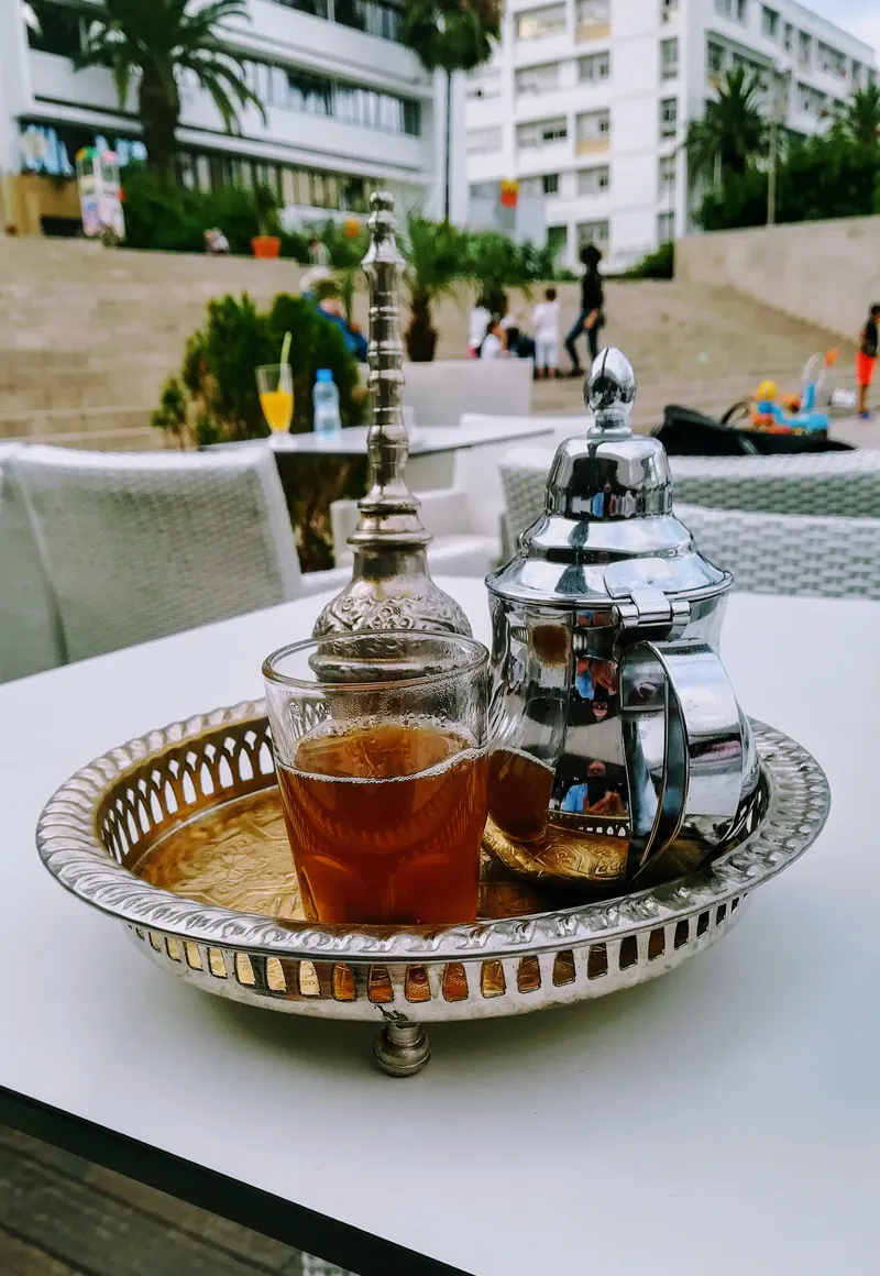 Moroccan tea and a teapot on a tray